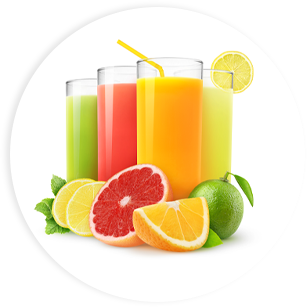 Gepresste säfte aus Orange, Limette, Zitrone und Grapefruit